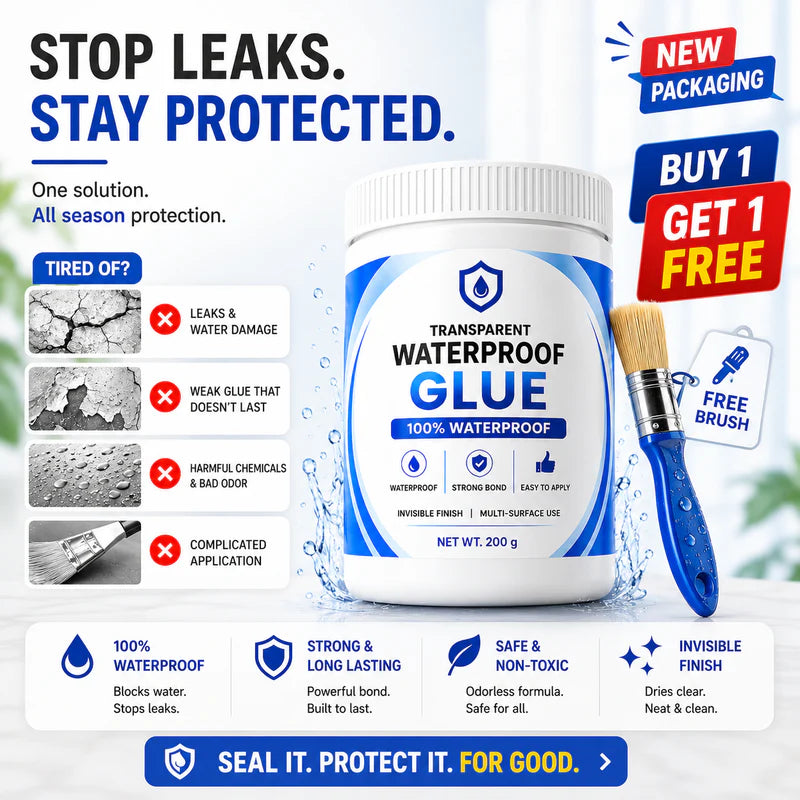 Transparent Waterproof Glue + Free Brush ( BUY 1 GET 2 FREE )