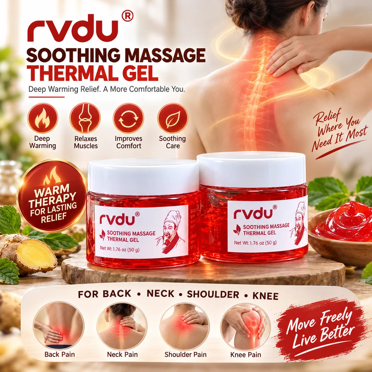 Japanese Massage Thermal Gel - Herbal Ingredients (Buy 1 Get 1 FREE)